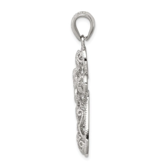 Sterling Silver Rhodium-plated CZ Cross Pendant - Picture 4 of 4